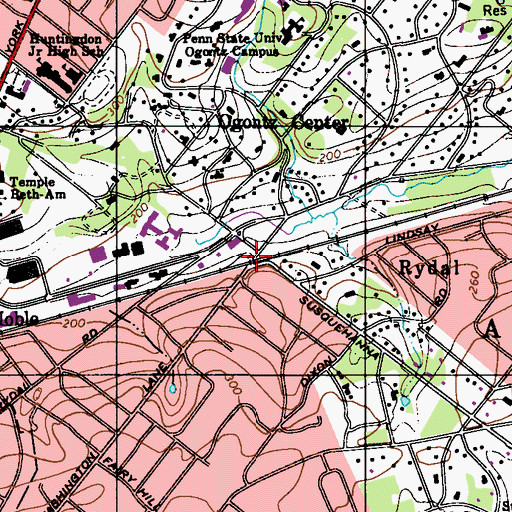 Topographic Map of Rydal Post Office, PA