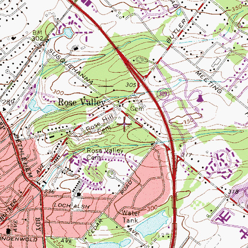 Topographic Map of Upper Dublin Church, PA