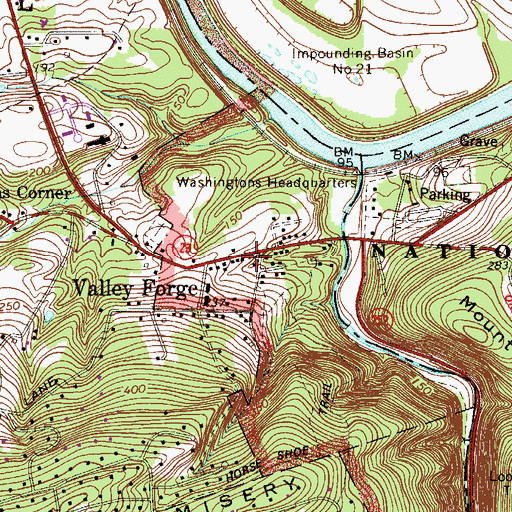 Topographic Map of Valley Forge Methodist Church, PA