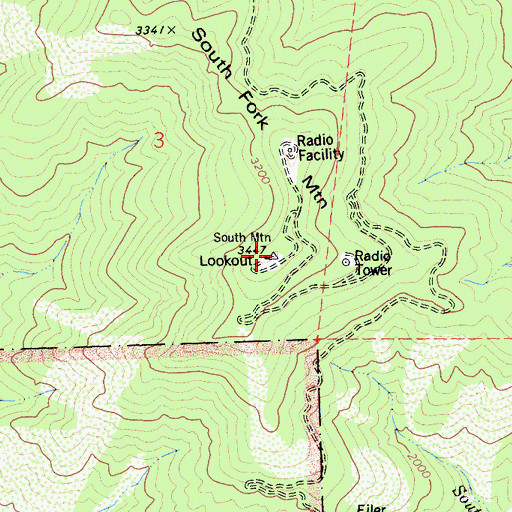 Topographic Map of South Fork Mountain, CA