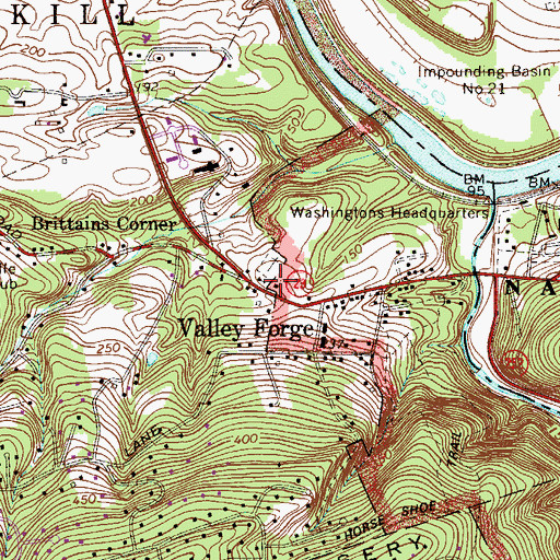 Topographic Map of Valley Forge Post Office, PA