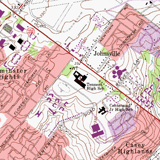 Topographic Map of William Tennent High School, PA