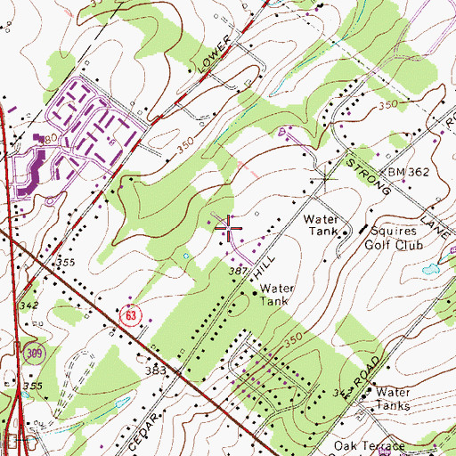 Topographic Map of Squires Estates, PA