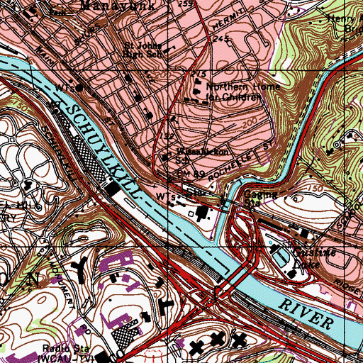 Topographic Map of Wissahickon Station, PA