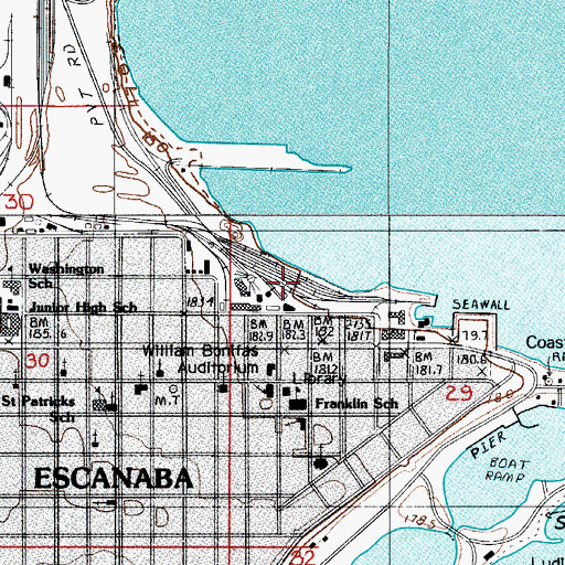 Topographic Map of Escanaba Station, MI
