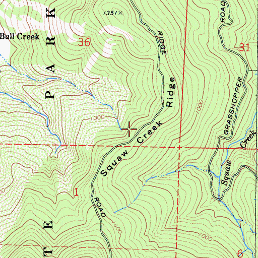 Topographic Map of Squaw Creek Ridge, CA
