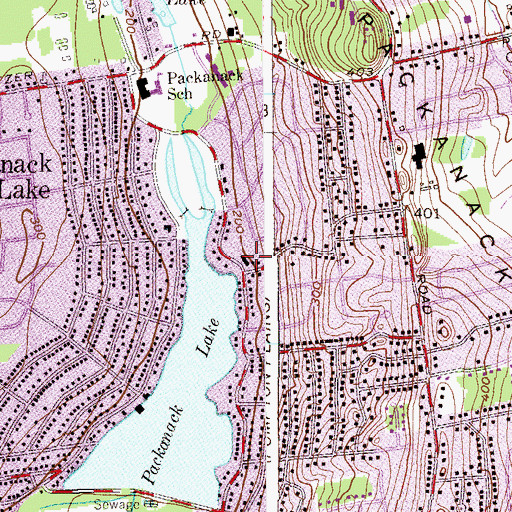 Topographic Map of Packanack Community Church of Wayne, NJ
