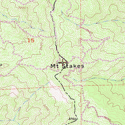Topographic Map of Mount Stakes, CA