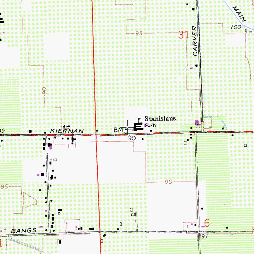Topographic Map of Stanislaus Elementary School, CA