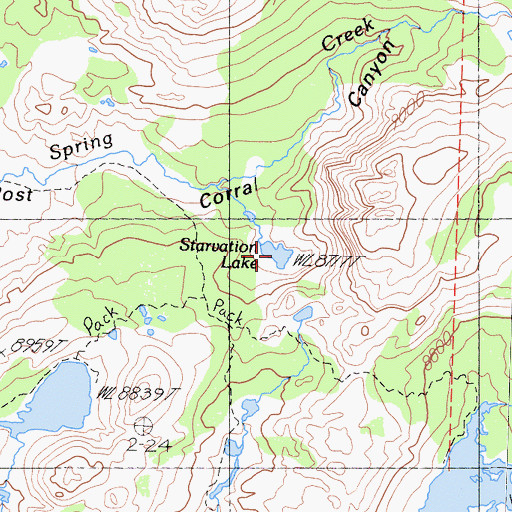 Topographic Map of Starvation Lake, CA