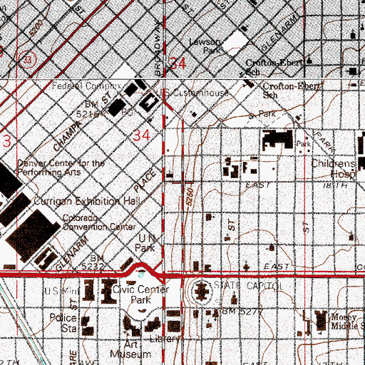 Topographic Map of Denver Financial Center, CO