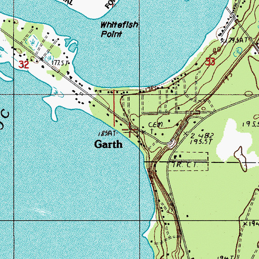 Topographic Map of Garth Post Office (historical), MI