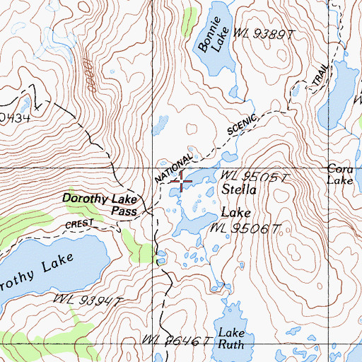 Topographic Map of Stella Lake, CA