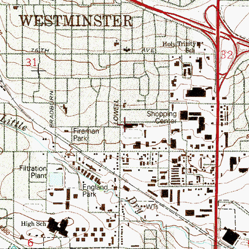 Topographic Map of Hidden Lake High School, CO
