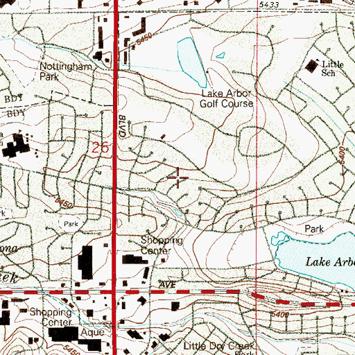 Topographic Map of Lake Arbor, CO