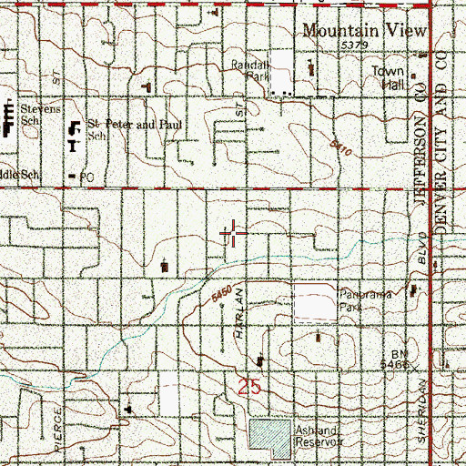 Topographic Map of Highland Gardens, CO