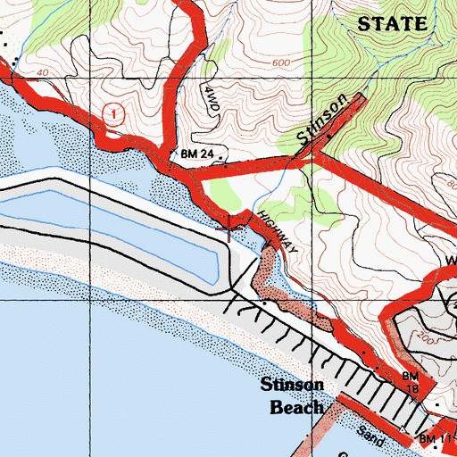 Topographic Map of Stinson Gulch, CA