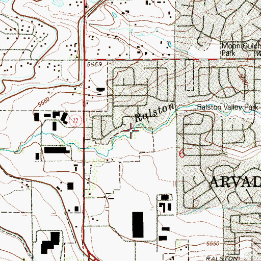 Topographic Map of Maple Valley Park, CO