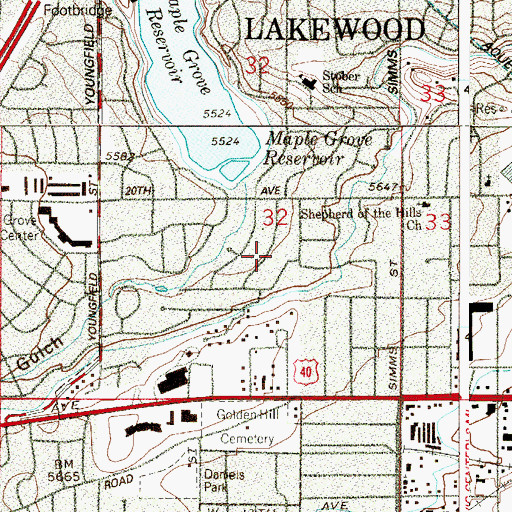 Topographic Map of Applewood Glen, CO