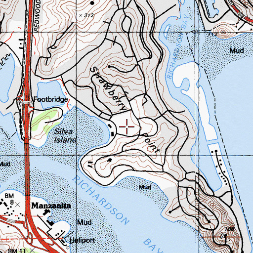 Topographic Map of Strawberry Point, CA