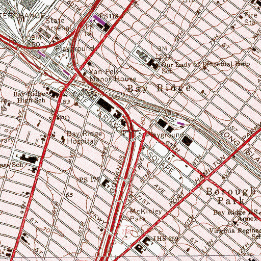 Topographic Map of Leif Ericson Park And Square, NY