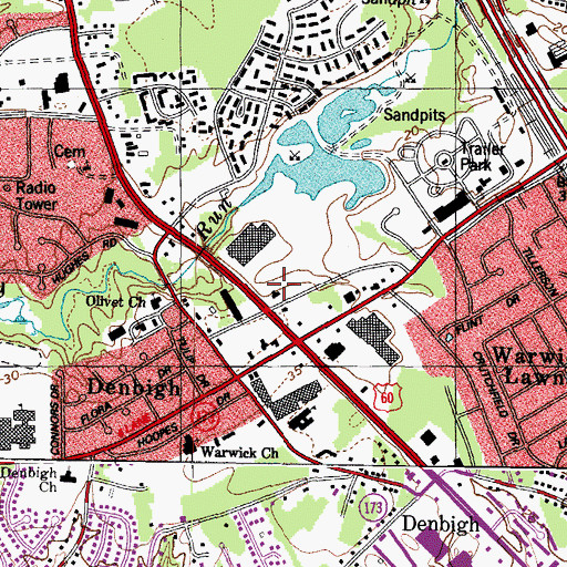 Topographic Map of Denbigh Specialty Shopping Center, VA