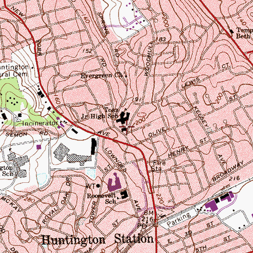 Topographic Map of Huntington Nursing Home, NY