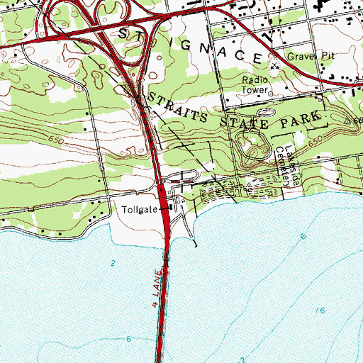 Topographic Map of Mackinac Straits Historical Marker, MI