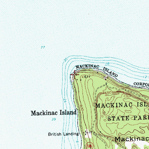 Topographic Map of Point aux Pins, MI