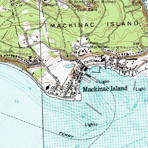 Topographic Map of Mackinac Island Police Department, MI