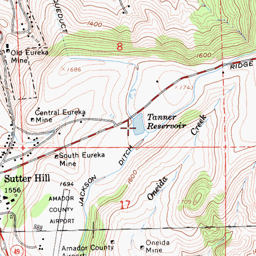 Topographic Map of Tanner Reservoir, CA