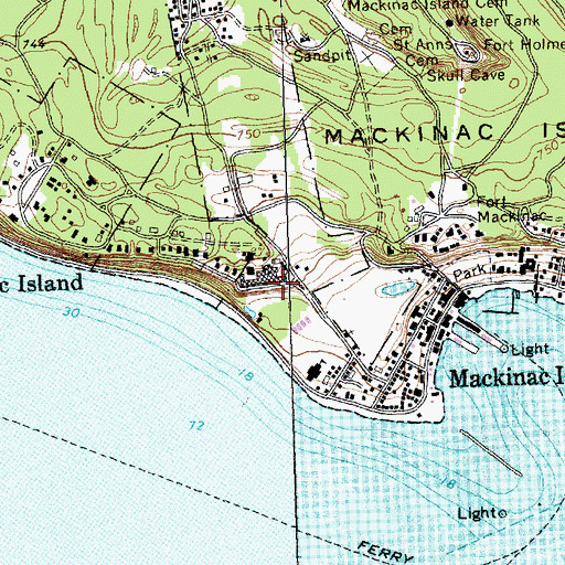 Topographic Map of Grand Hotel Historical Marker, MI