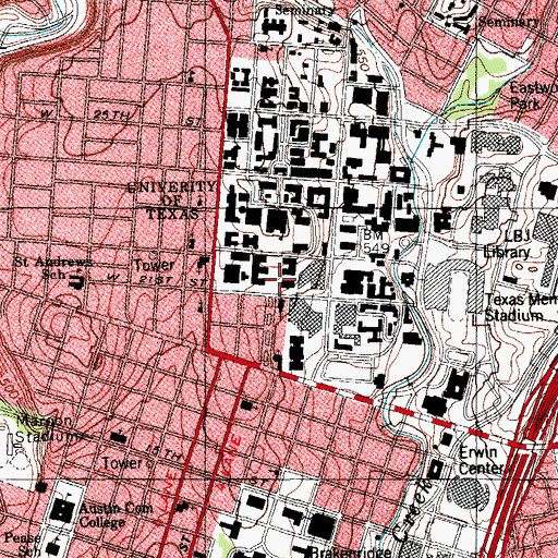 Topographic Map of Benedict Hall, TX