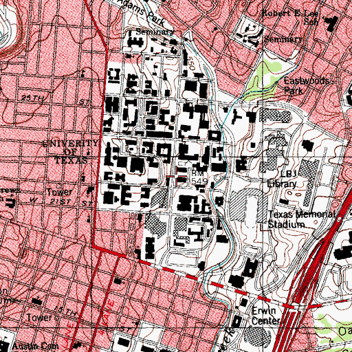 Topographic Map of Bernard and Audre Rapoport Building, TX