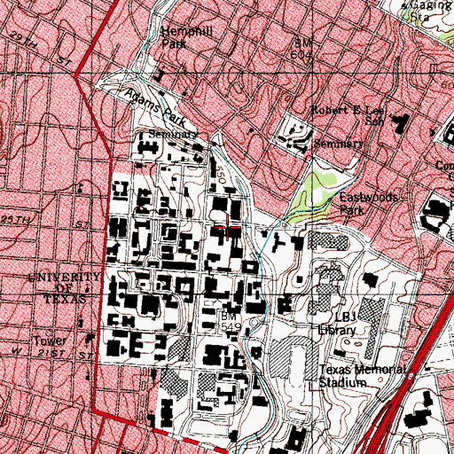 Topographic Map of Ernest Cockrell Junior Building, TX