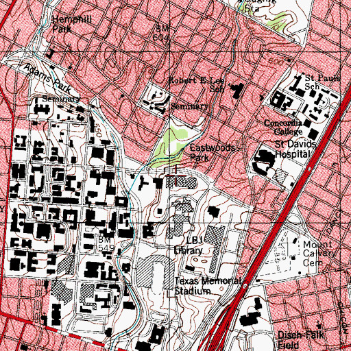 Topographic Map of Townes Hall, TX