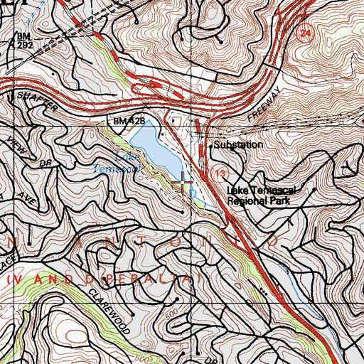 Topographic Map of Temescal Creek, CA