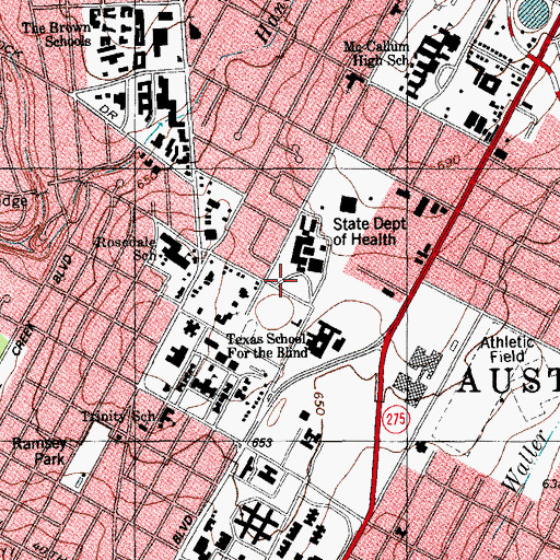 Topographic Map of Austin Office of Rural Health, TX