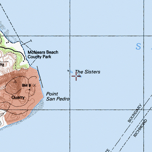 Topographic Map of The Sisters, CA