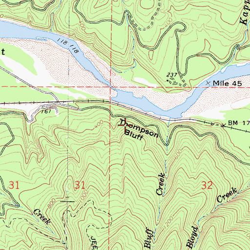 Topographic Map of Thompson Bluff, CA