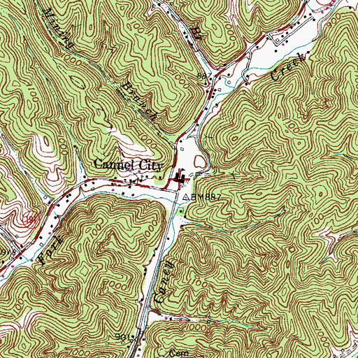 Topographic Map of Cannel City Elementary School, KY