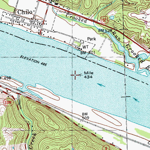 Topographic Map of US Lock Number Thirty-Four Ohio River, KY