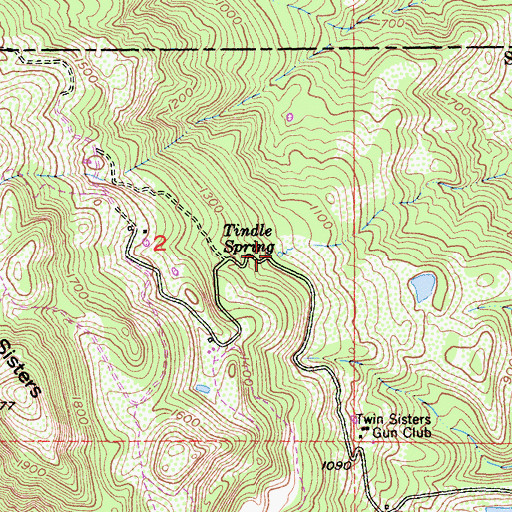 Topographic Map of Tindle Spring, CA