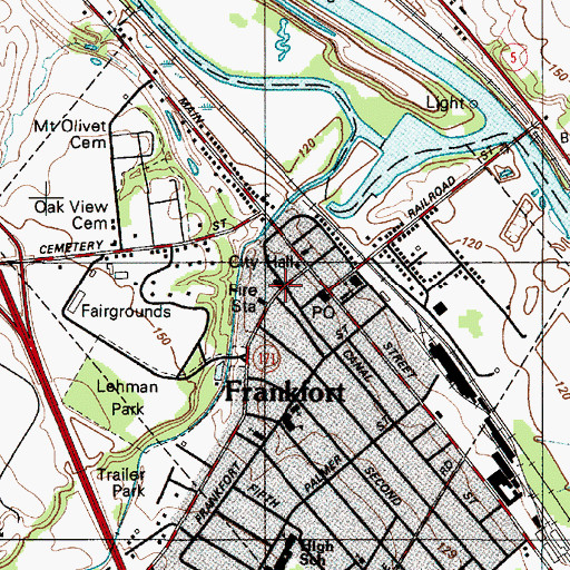 Topographic Map of Frankfort Town Hall, NY