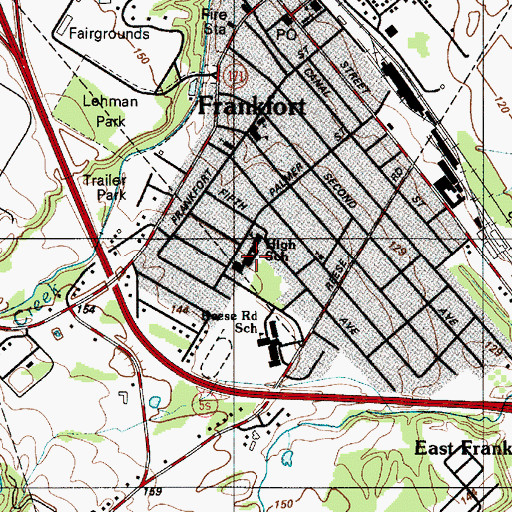 Topographic Map of Frankfort Schuyler Central High School, NY