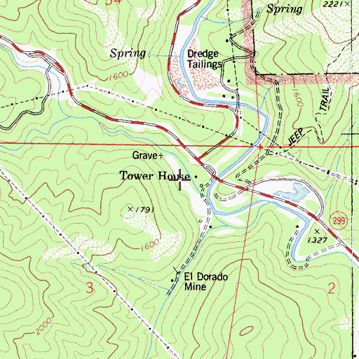 Topographic Map of Tower House, CA