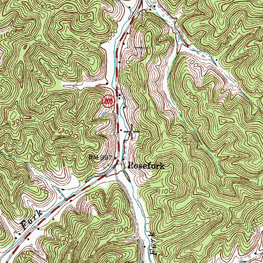 Topographic Map of Rose Fork School (historical), KY