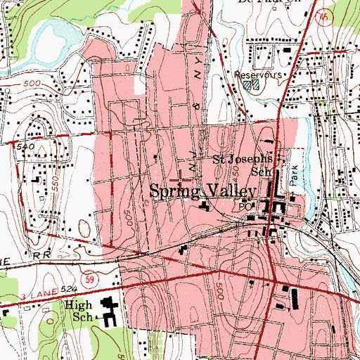 Topographic Map of Spring Valley Volunteer Fire Department Columbian Engine Company 1, NY