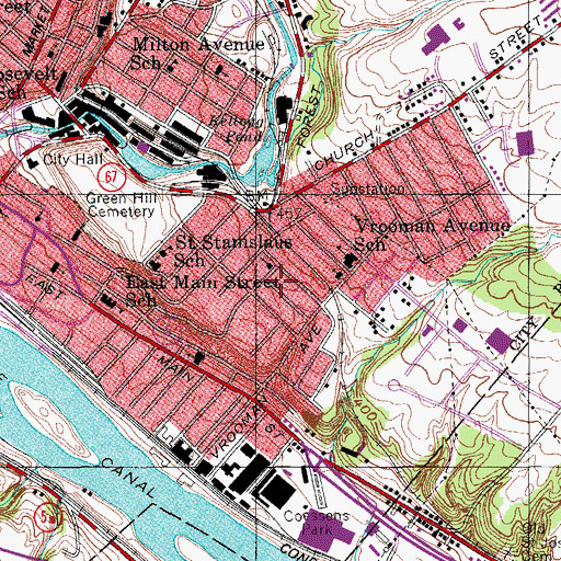 Topographic Map of Amsterdam Fire Station Number 6, NY