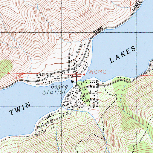 Topographic Map of Twin Lakes, CA